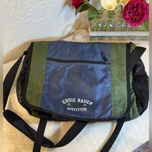 Vintage Eddie Bauer Outfitter EB-20 Messenger Bag Blue Green Black Laptop Case